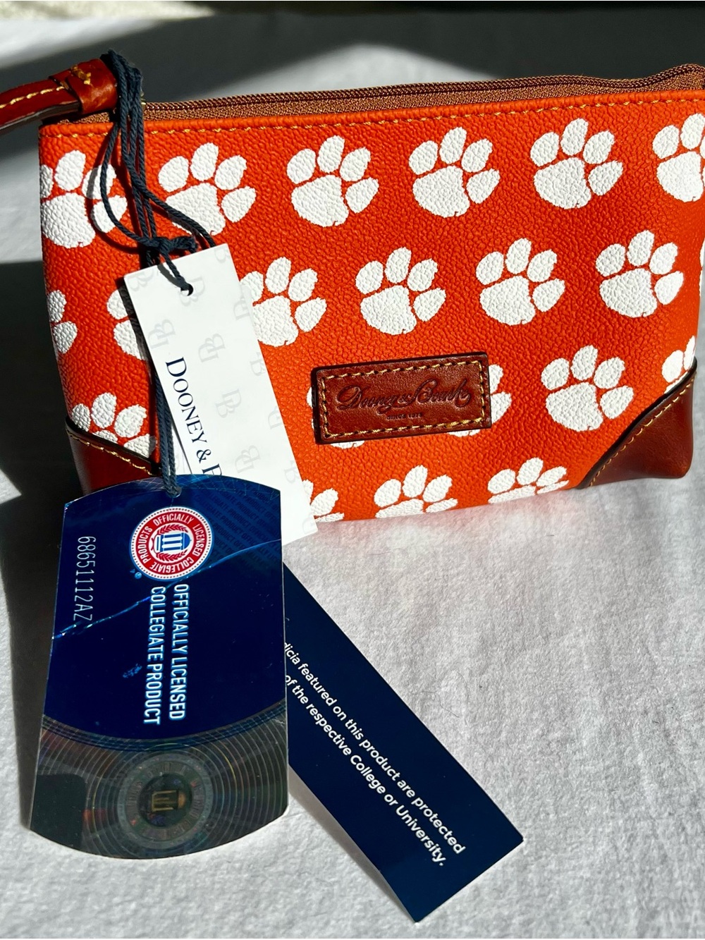 Dooney & Bourke Clemson Leather zipped wristlet